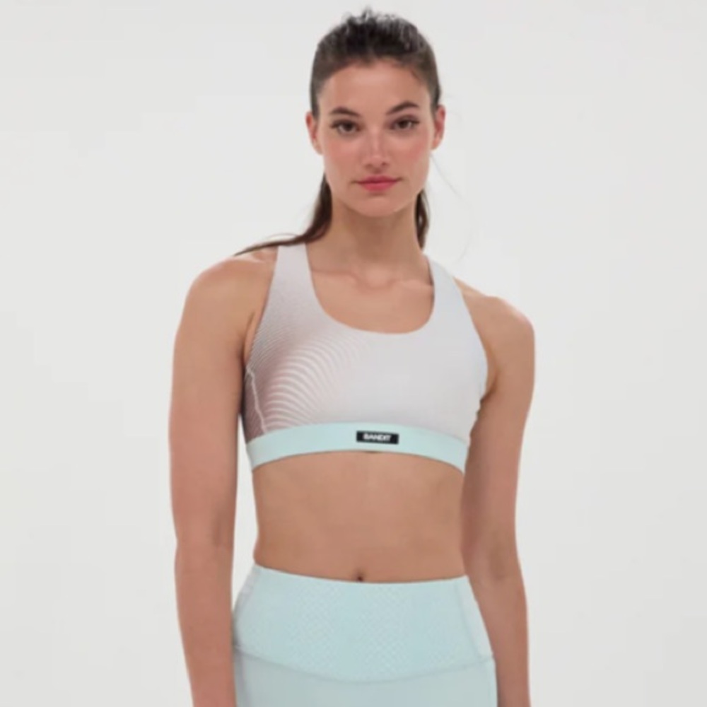 Bandit White and Light Blue Cadence Sports Bra